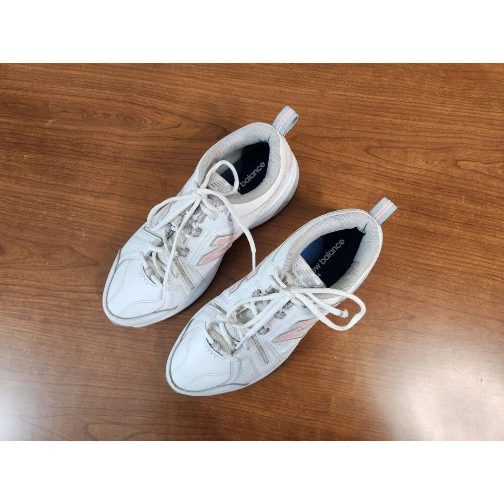 New Balance 608v5 Women 10 ~ Men 8.5 White Pink Leather Training Shoes WX608WP5